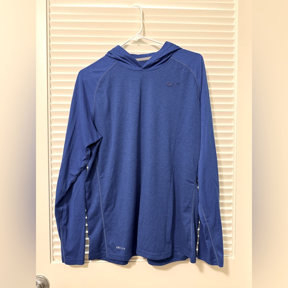Nike Royal Blue Athletic Dri Fit Hooded Long Sleeve